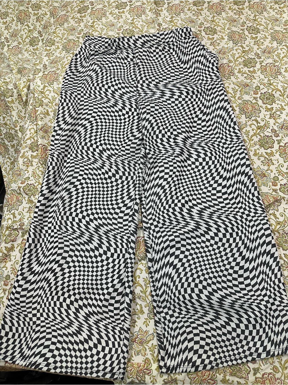 Dressed in LALA Black & White Optical Wave Wide-Leg Pants